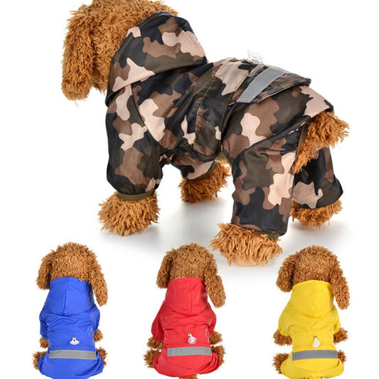 JMT-673034 Waterproof Four-Legged Pet Poncho with Pocket - Available in Multiple Colors and Sizes