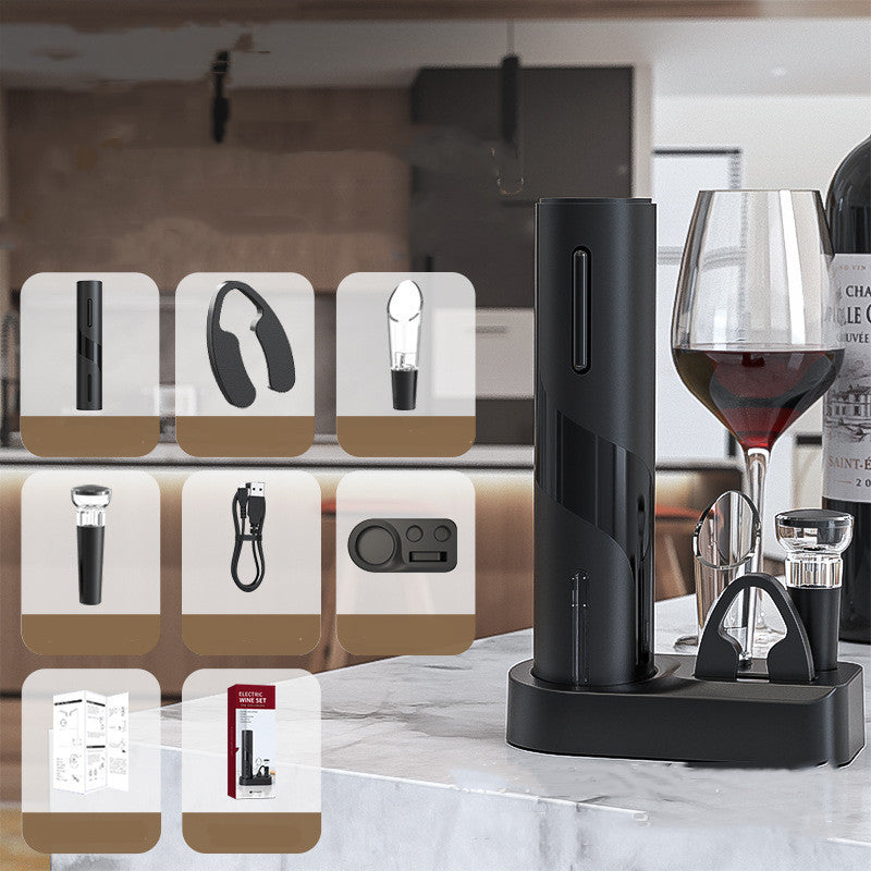 JMT-673738 USB Rechargeable Electric Bottle Opener with Chargeable Corkscrew Set - Multiple Functions Included