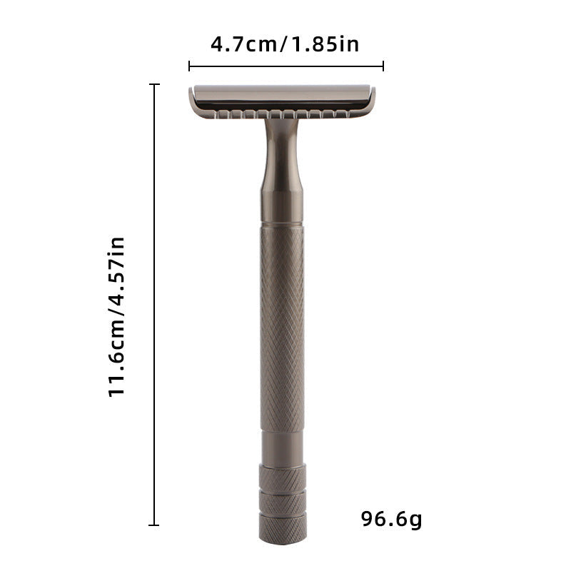 JMT-673802 Classic Metal Safety Razor with Double-Edged Stainless Steel Blade for Men - 11.6cm Length, Copper Handle