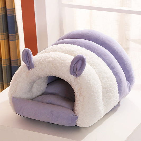 JMT-673866 Cozy All-Season Closed Cat Nest with Washable Winter Mat for Kittens