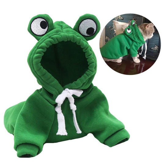 JMT-674186 Frog Costume Hoodie for Small Dogs and Cats - Cozy Sweatshirt for Halloween and Autumn Wear