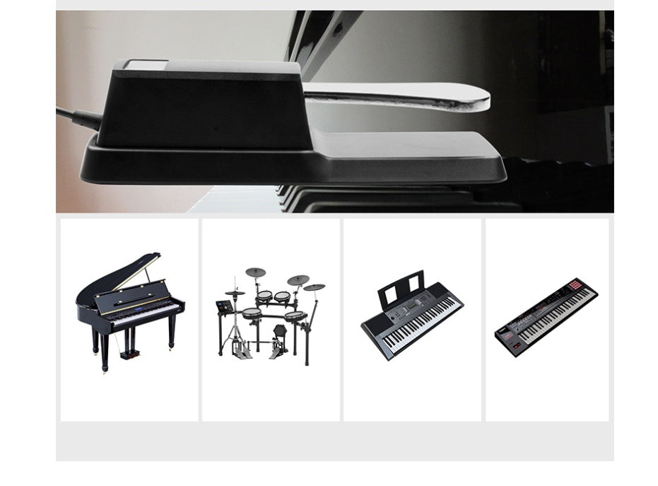 JMT-674186 Universal Electronic Piano Sustain Pedal with 1.7m Cable, 6.5mm Interface, Metal and ABS Construction