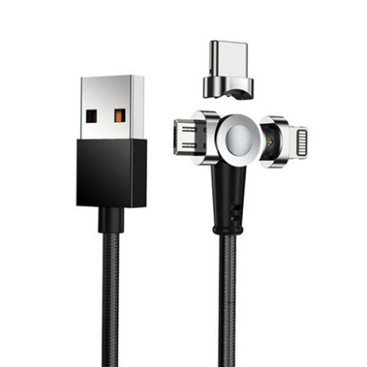 JMT-674890 Three-in-One Magnetic Data Charging Cable - Compatible with 8PIN, Micro USB, and Type-C, 1m Length