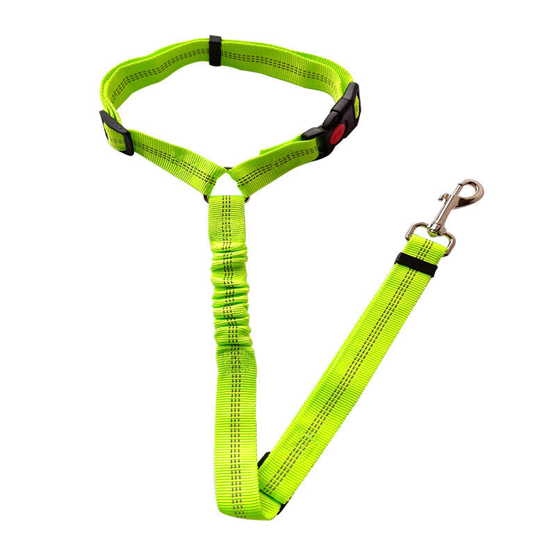 JMT-675210 Adjustable Elastic Dog Safety Seat Belt with Reflective Lines and Zinc Alloy Hook