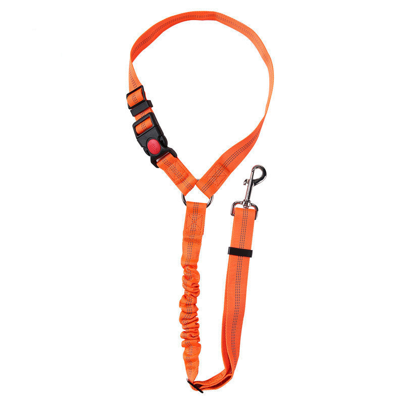 JMT-675210 Adjustable Elastic Dog Safety Seat Belt with Reflective Lines and Zinc Alloy Hook