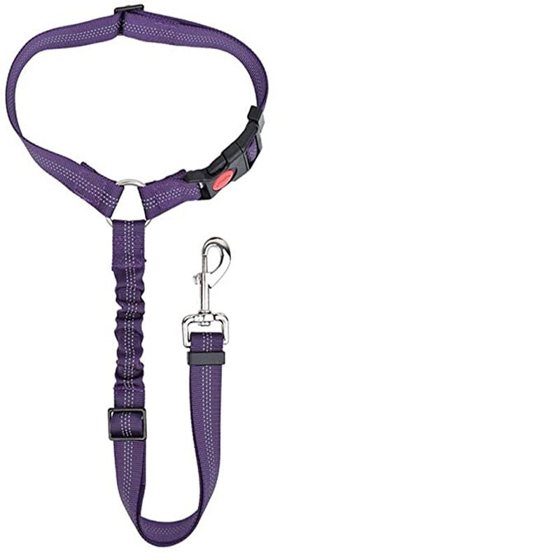 JMT-675210 Adjustable Elastic Dog Safety Seat Belt with Reflective Lines and Zinc Alloy Hook