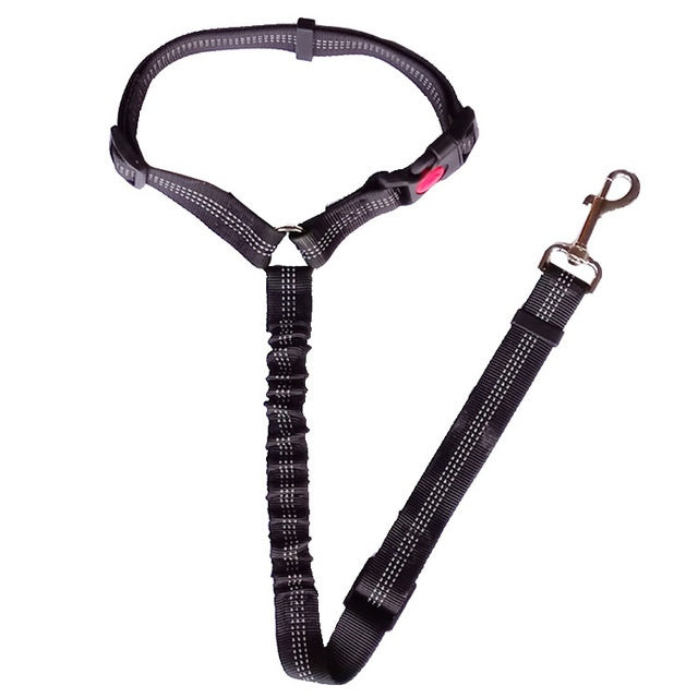 JMT-675210 Adjustable Elastic Dog Safety Seat Belt with Reflective Lines and Zinc Alloy Hook