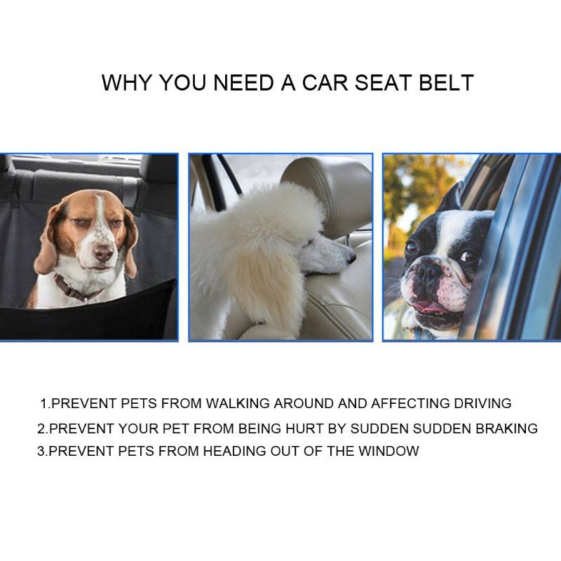 JMT-675210 Adjustable Elastic Dog Safety Seat Belt with Reflective Lines and Zinc Alloy Hook