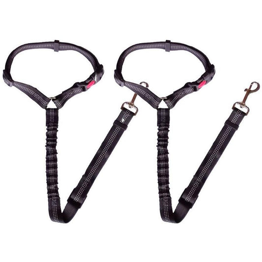 JMT-675210 Adjustable Elastic Dog Safety Seat Belt with Reflective Lines and Zinc Alloy Hook