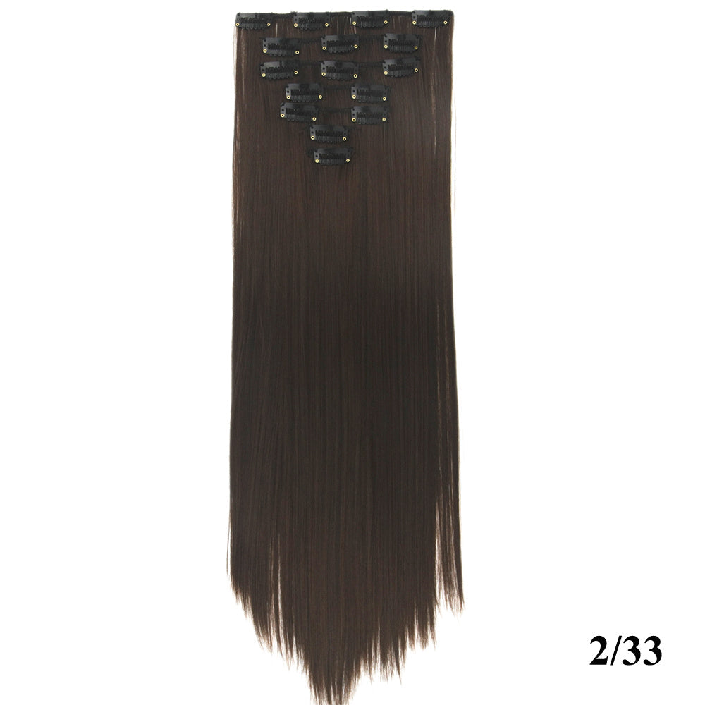 JMT-675402 Seven-Piece Straight Wig - 60cm High Temperature Wire, Suitable for Natural Skin Tones, Dyeable and Heat-Friendly