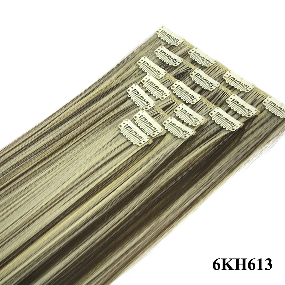 JMT-675402 Seven-Piece Straight Wig - 60cm High Temperature Wire, Suitable for Natural Skin Tones, Dyeable and Heat-Friendly