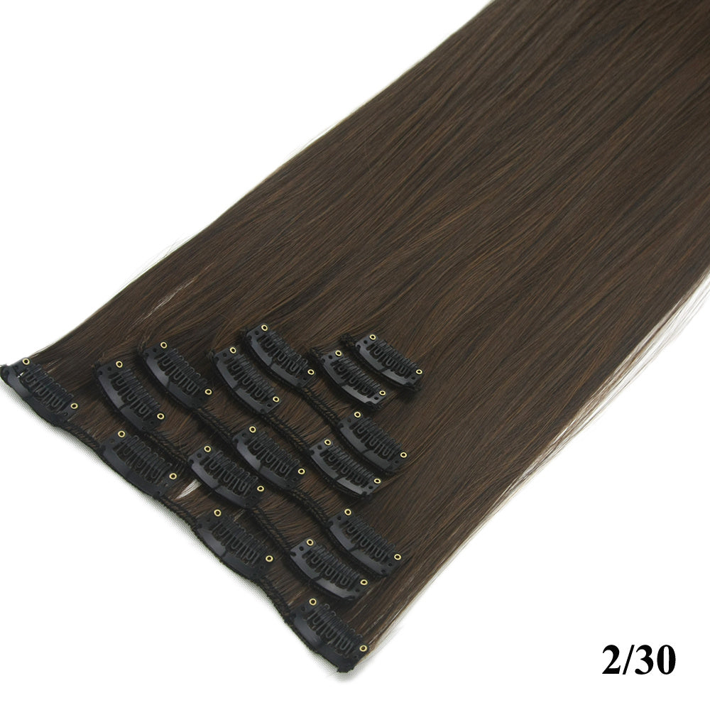 JMT-675402 Seven-Piece Straight Wig - 60cm High Temperature Wire, Suitable for Natural Skin Tones, Dyeable and Heat-Friendly