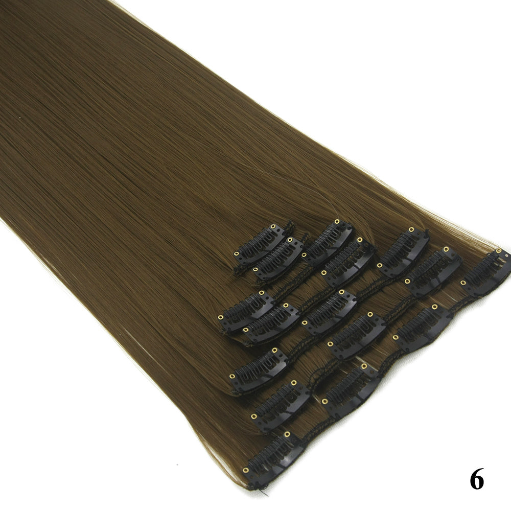 JMT-675402 Seven-Piece Straight Wig - 60cm High Temperature Wire, Suitable for Natural Skin Tones, Dyeable and Heat-Friendly