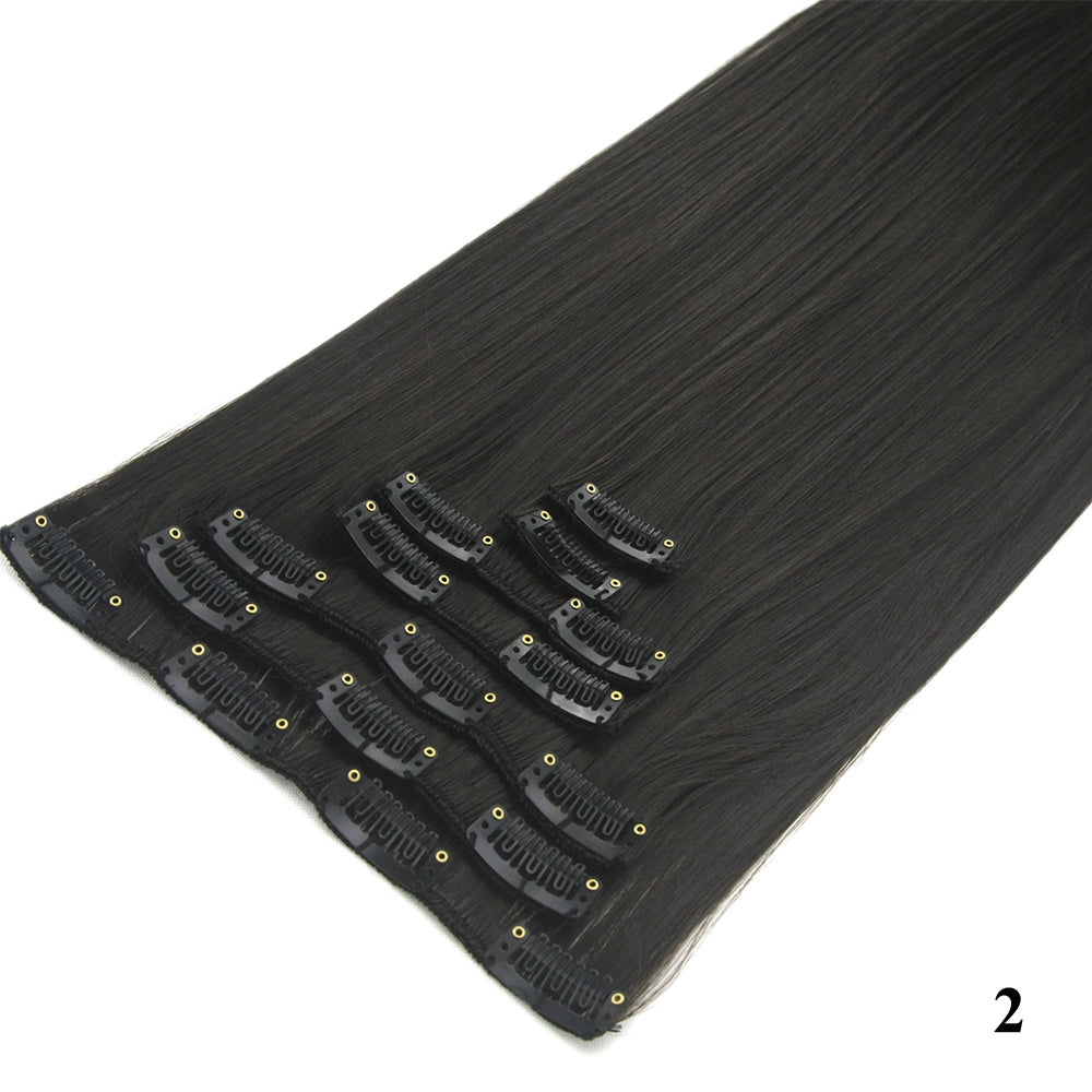 JMT-675402 Seven-Piece Straight Wig - 60cm High Temperature Wire, Suitable for Natural Skin Tones, Dyeable and Heat-Friendly