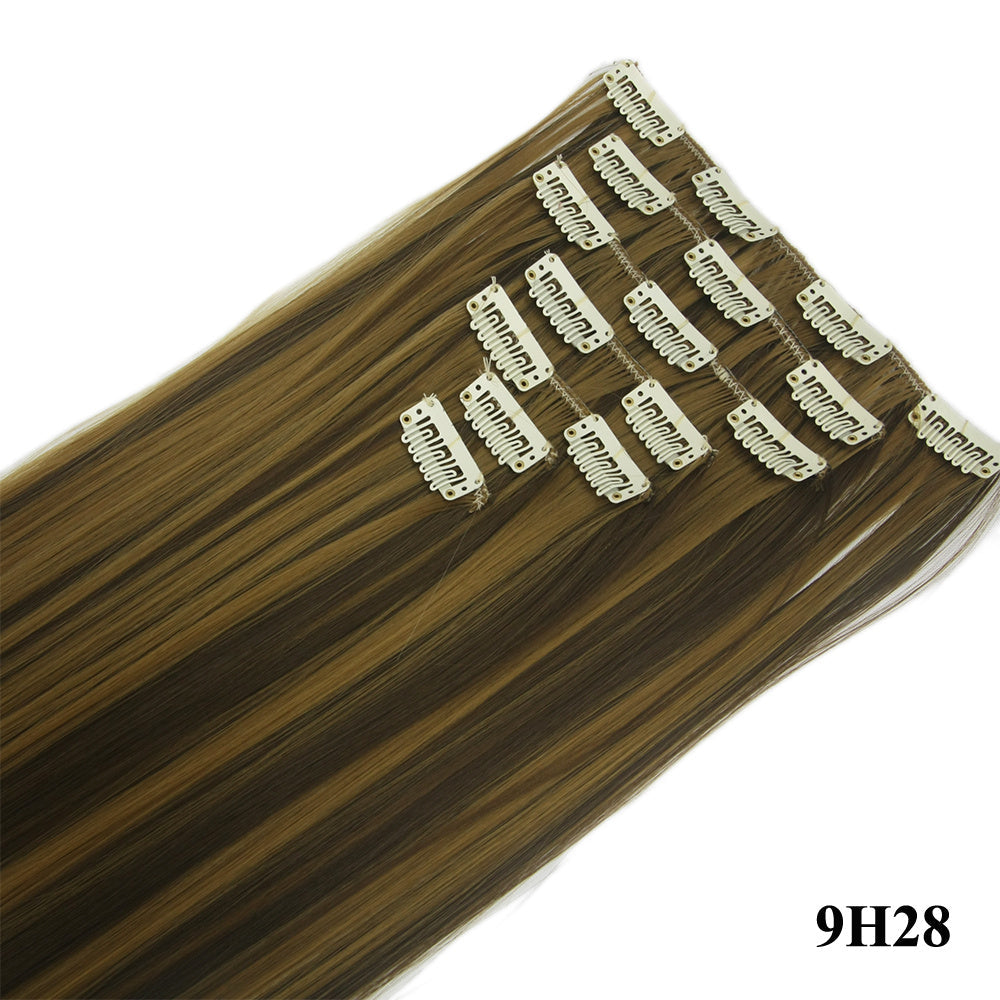 JMT-675402 Seven-Piece Straight Wig - 60cm High Temperature Wire, Suitable for Natural Skin Tones, Dyeable and Heat-Friendly