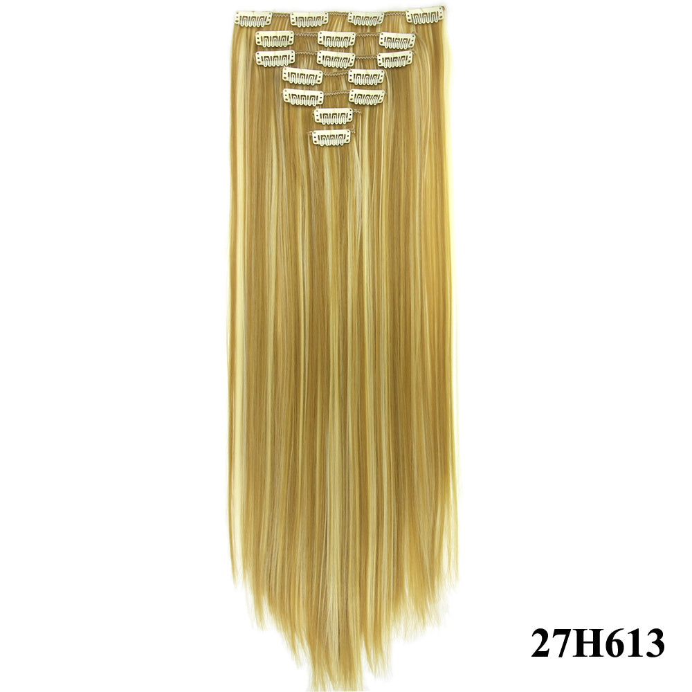 JMT-675402 Seven-Piece Straight Wig - 60cm High Temperature Wire, Suitable for Natural Skin Tones, Dyeable and Heat-Friendly