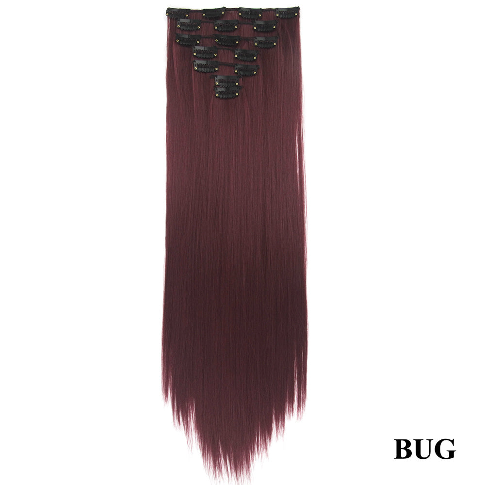 JMT-675402 Seven-Piece Straight Wig - 60cm High Temperature Wire, Suitable for Natural Skin Tones, Dyeable and Heat-Friendly