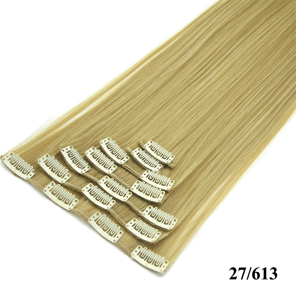 JMT-675402 Seven-Piece Straight Wig - 60cm High Temperature Wire, Suitable for Natural Skin Tones, Dyeable and Heat-Friendly