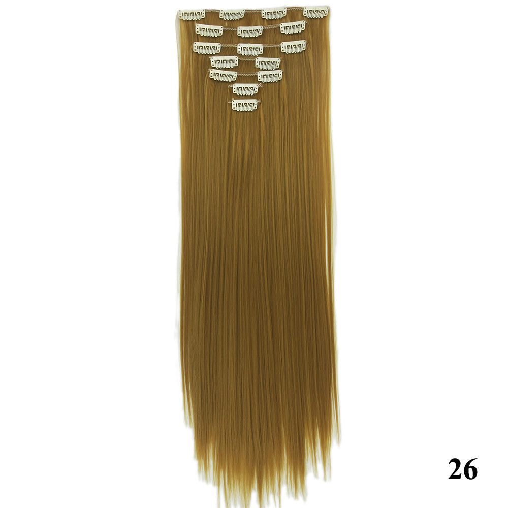 JMT-675402 Seven-Piece Straight Wig - 60cm High Temperature Wire, Suitable for Natural Skin Tones, Dyeable and Heat-Friendly