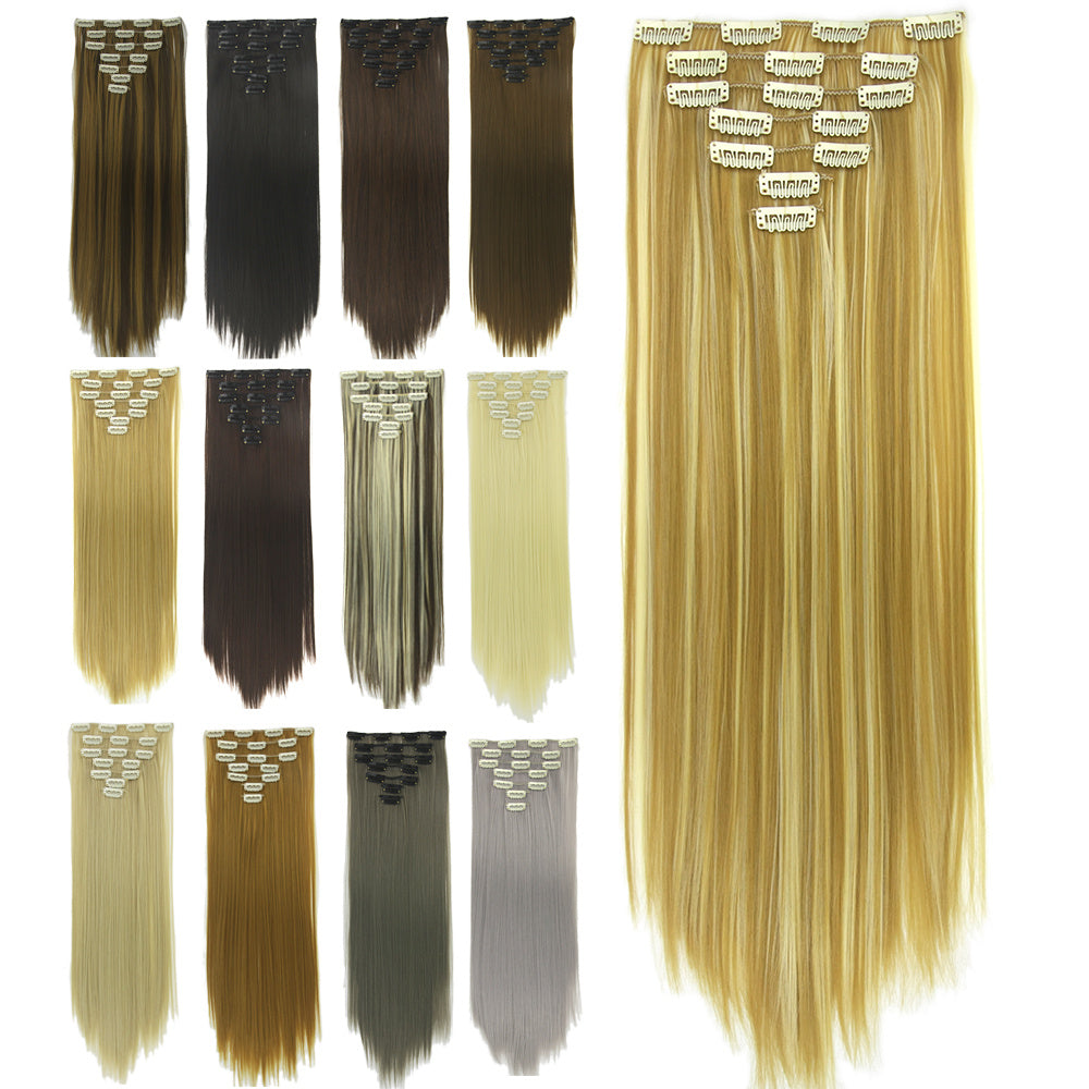 JMT-675402 Seven-Piece Straight Wig - 60cm High Temperature Wire, Suitable for Natural Skin Tones, Dyeable and Heat-Friendly