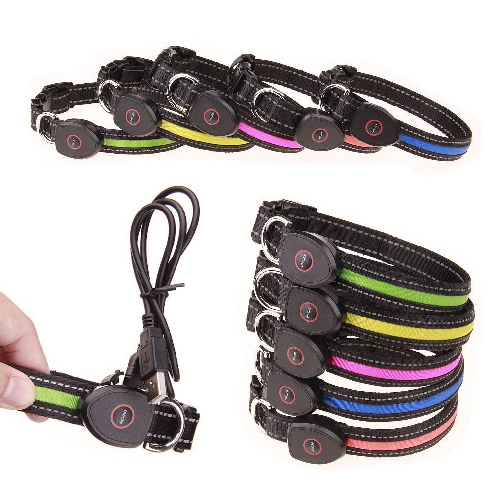 JMT-675530 Luminous Dog Collar with Adjustable Sizes (S: 28CM-40CM, M: 33CM-50CM, L: 38CM-60CM)