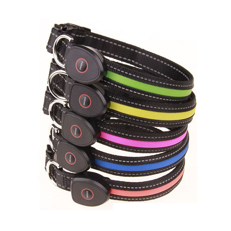 JMT-675530 Luminous Dog Collar with Adjustable Sizes (S: 28CM-40CM, M: 33CM-50CM, L: 38CM-60CM)