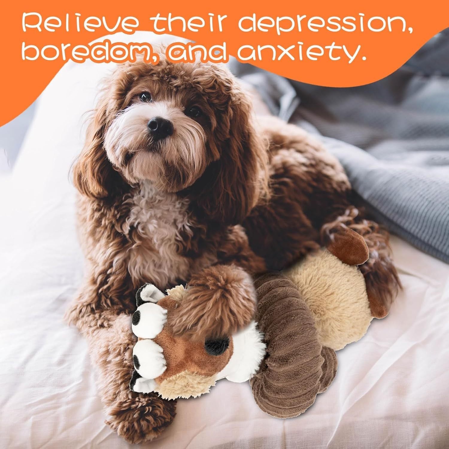 JMT-675850 Plush Squeaky Crinkle Dog Chew Toy for Small to Large Dogs - Ideal for Teething and Playtime