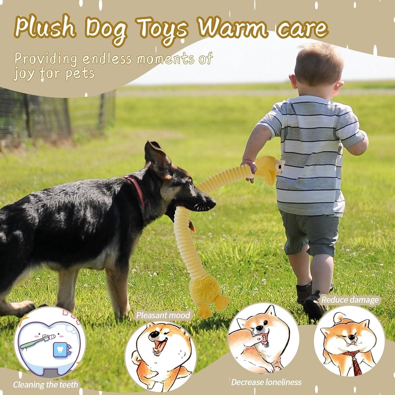 JMT-675850 Plush Squeaky Crinkle Dog Chew Toy for Small to Large Dogs - Ideal for Teething and Playtime