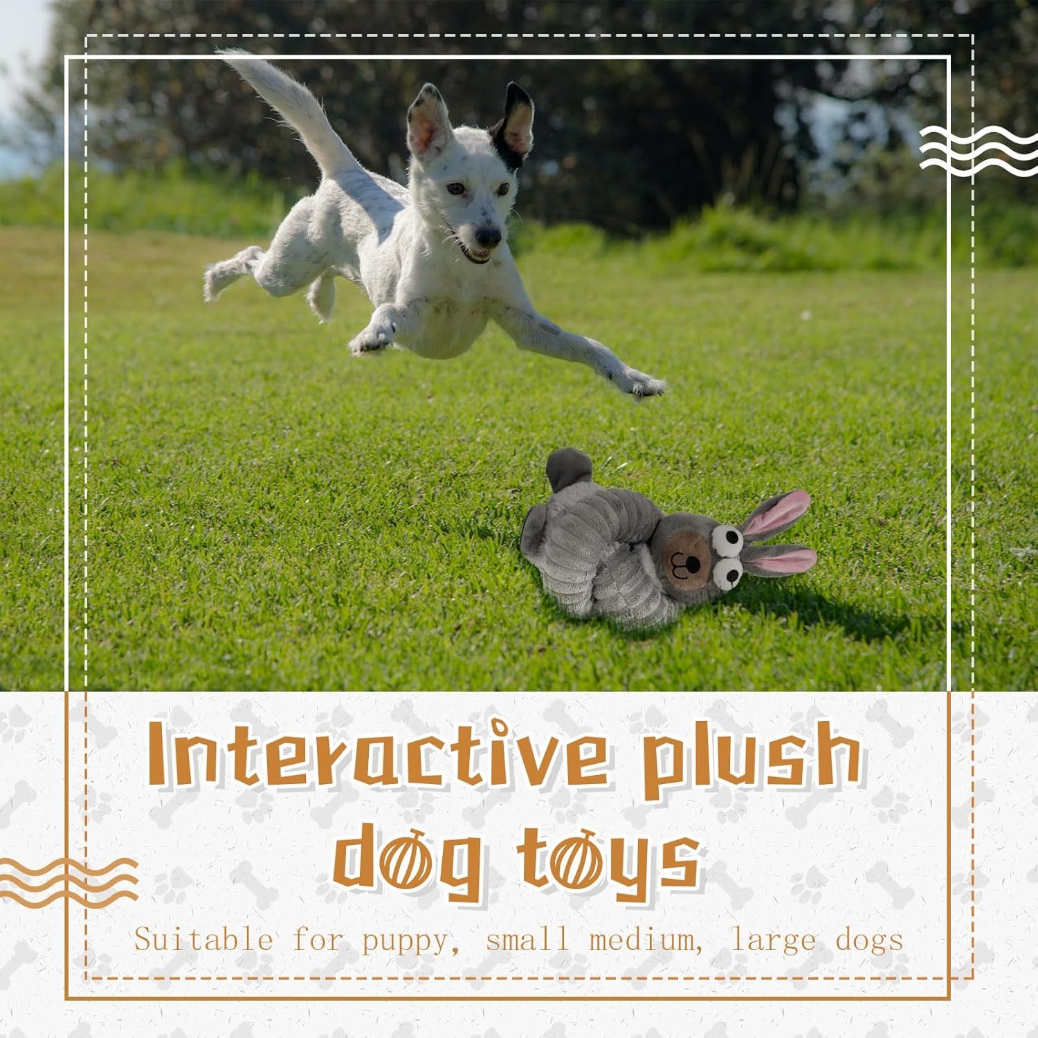 JMT-675850 Plush Squeaky Crinkle Dog Chew Toy for Small to Large Dogs - Ideal for Teething and Playtime