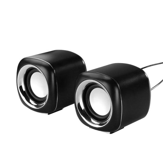 JMT-676362 Compact Mini Desktop Speakers with Bass and Stereo Sound, Adjustable Volume, 3.5mm Plug, ABS Material