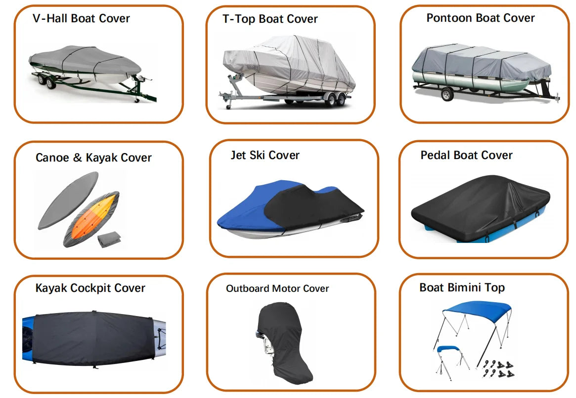 JMT-676490 Durable 900D Polyester Waterproof Cover for 17-19' V-Hull Boats
