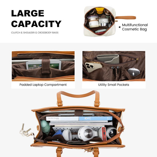JMT-676682 Large Capacity Waterproof Laptop Tote Bag for Women - Fits 15.6 Inch Laptops, Ideal for Office Use
