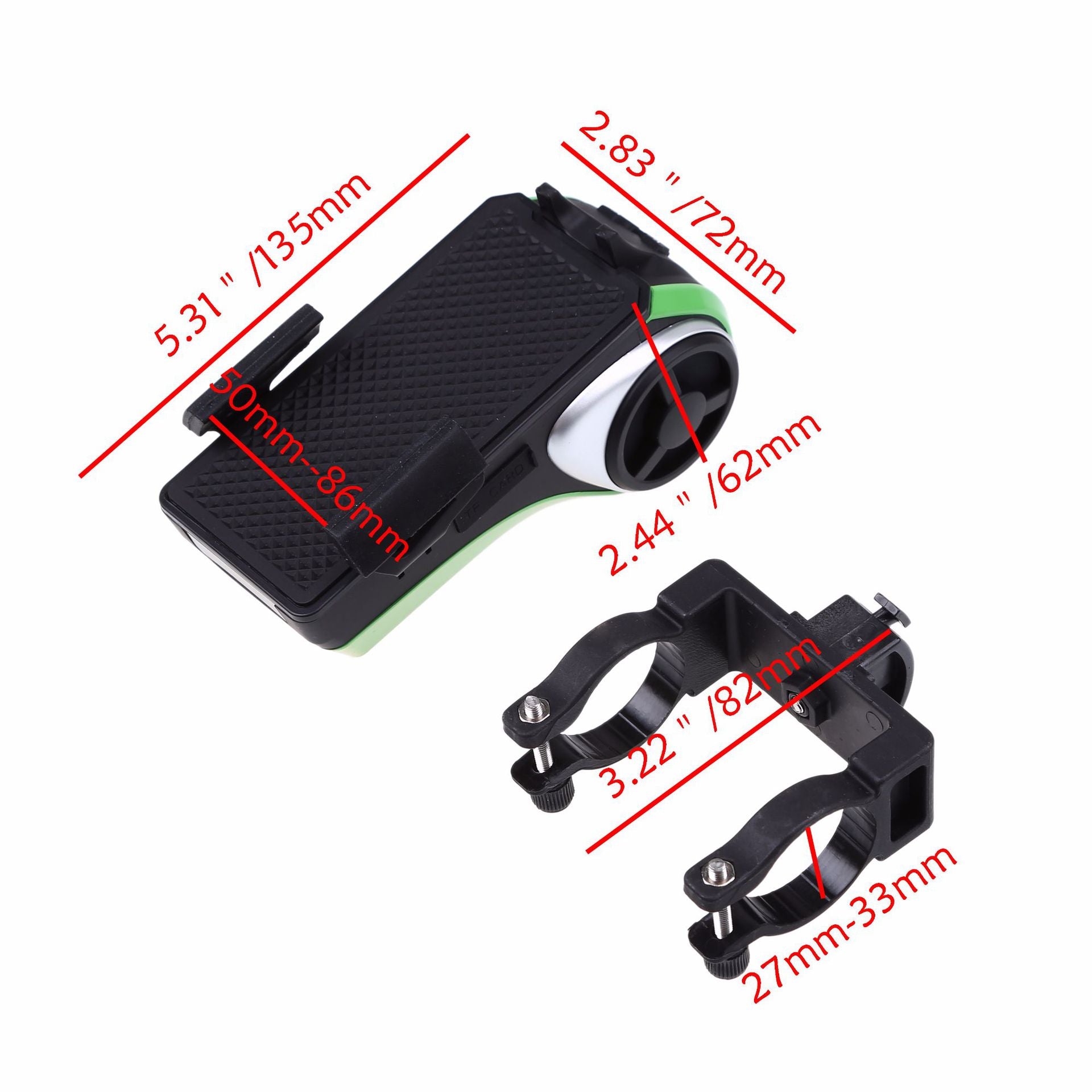 JMT-676938 5-in-1 LED Bicycle Light with Bluetooth Speaker, MP3 Player, Power Bank, and Phone Holder