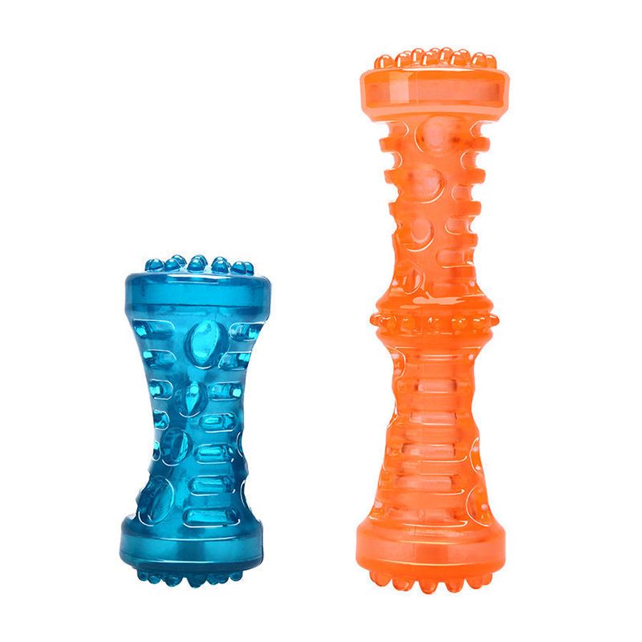 JMT-677002 TPR Sounding Pet Toy Molar Stick - Durable Chew Toy in Peacock Blue and Orange, Available in Small and Large Sizes