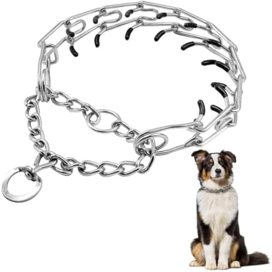 JMT-677194 Adjustable Stainless Steel Dog Prong Collar with Comfort Rubber Tips for Medium and Small Dogs