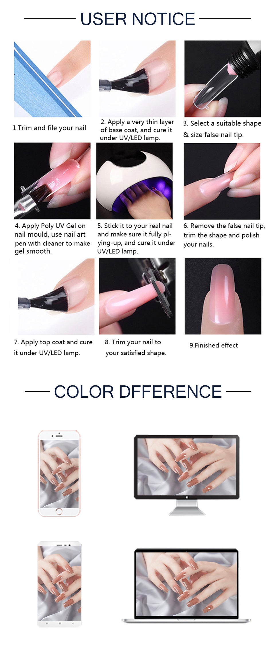 JMT-677322 Crystal Extended Nail Enhancement Tool Set for Professional Manicure