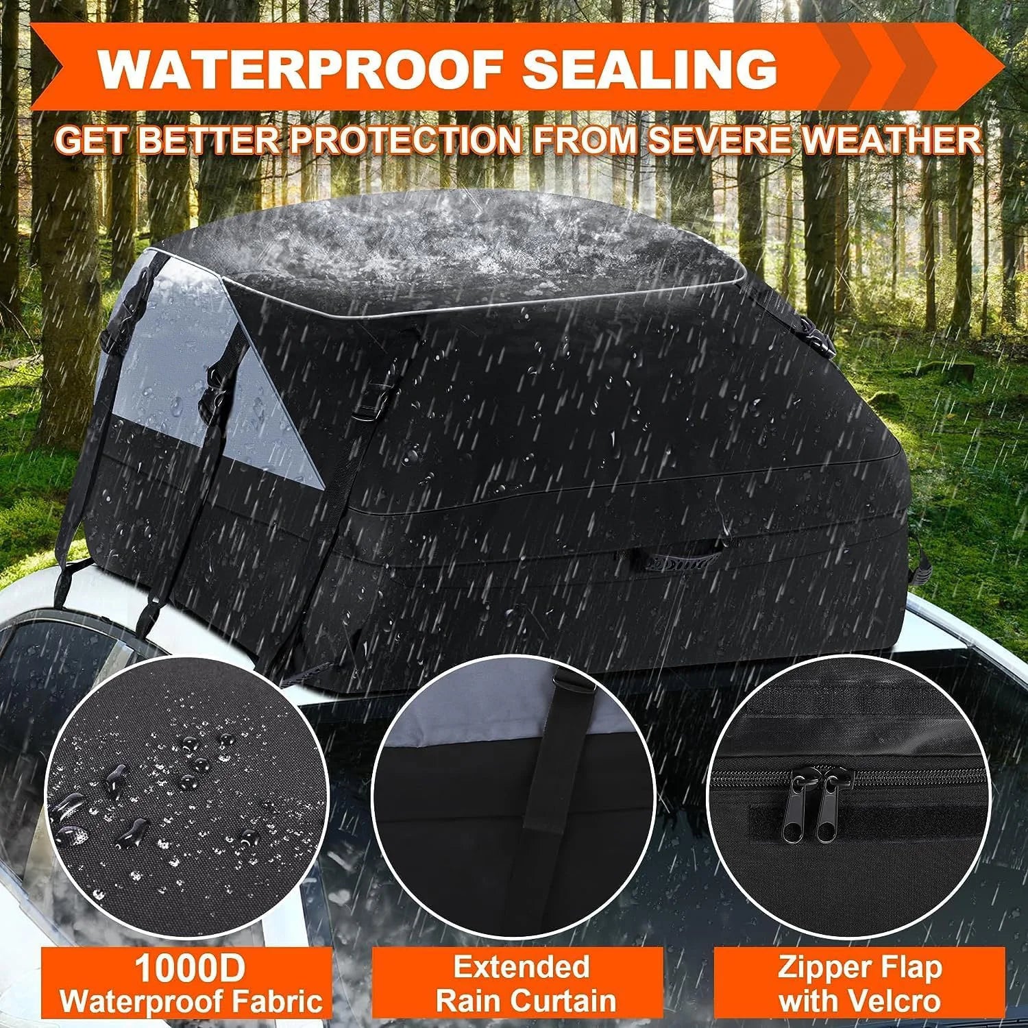 JMT-677642 20 Cubic Feet Waterproof Car Roof Bag with Tie-Down Strap for Secure Transportation