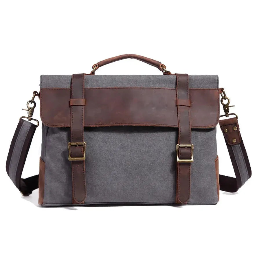 JMT-677770 Retro Canvas and Leather Messenger Bag for Laptops - Crossbody Design, 5 Colours Available