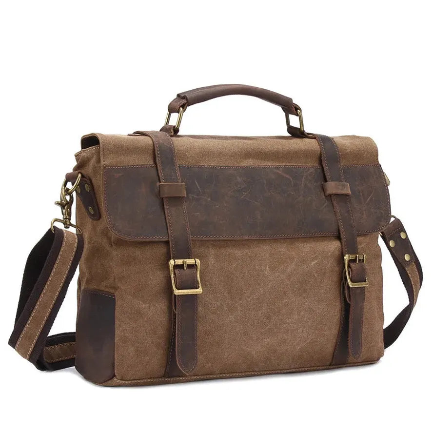 JMT-677770 Retro Canvas and Leather Messenger Bag for Laptops - Crossbody Design, 5 Colours Available