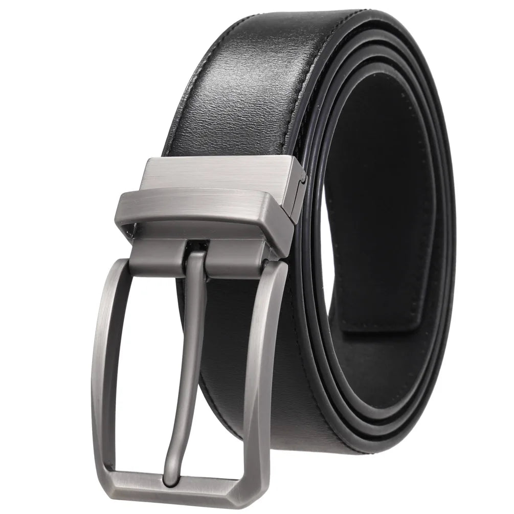 JMT-677770 ZK707-3 Zinc Alloy Pin Buckle Genuine Leather Men's Belt