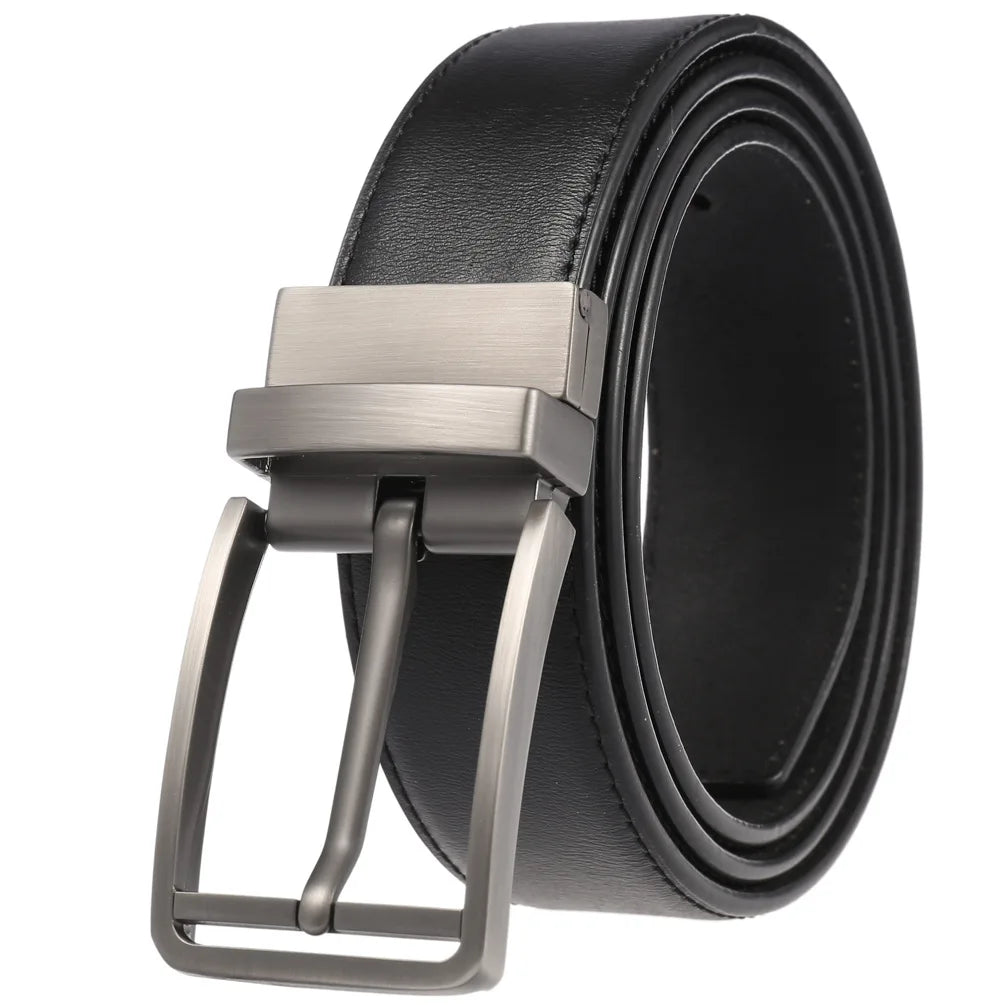 JMT-677770 ZK707-3 Zinc Alloy Pin Buckle Genuine Leather Men's Belt