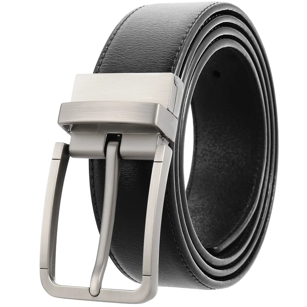 JMT-677770 ZK707-3 Zinc Alloy Pin Buckle Genuine Leather Men's Belt