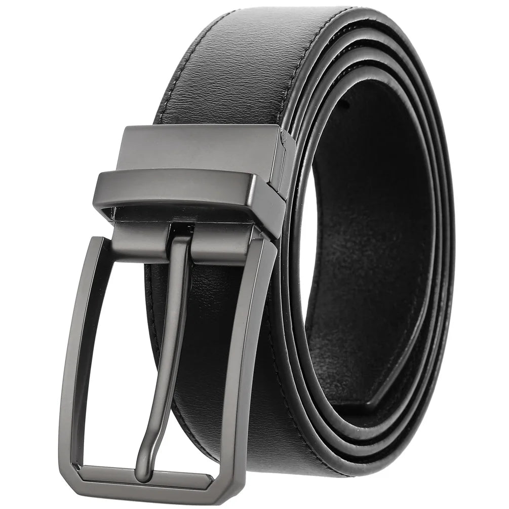JMT-677770 ZK707-3 Zinc Alloy Pin Buckle Genuine Leather Men's Belt