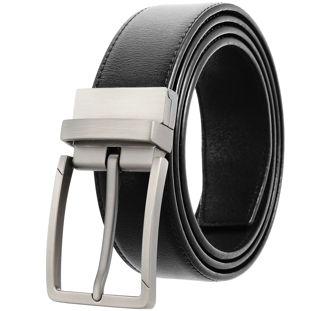 JMT-677770 ZK707-3 Zinc Alloy Pin Buckle Genuine Leather Men's Belt