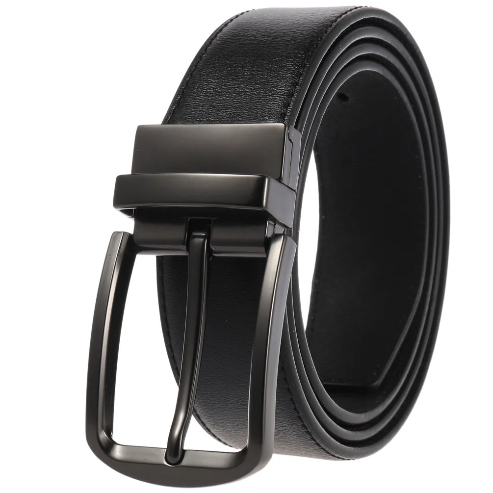 JMT-677770 ZK707-3 Zinc Alloy Pin Buckle Genuine Leather Men's Belt