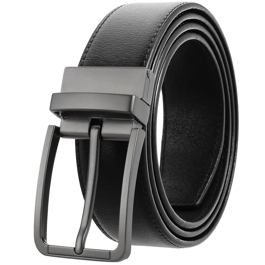JMT-677770 ZK707-3 Zinc Alloy Pin Buckle Genuine Leather Men's Belt