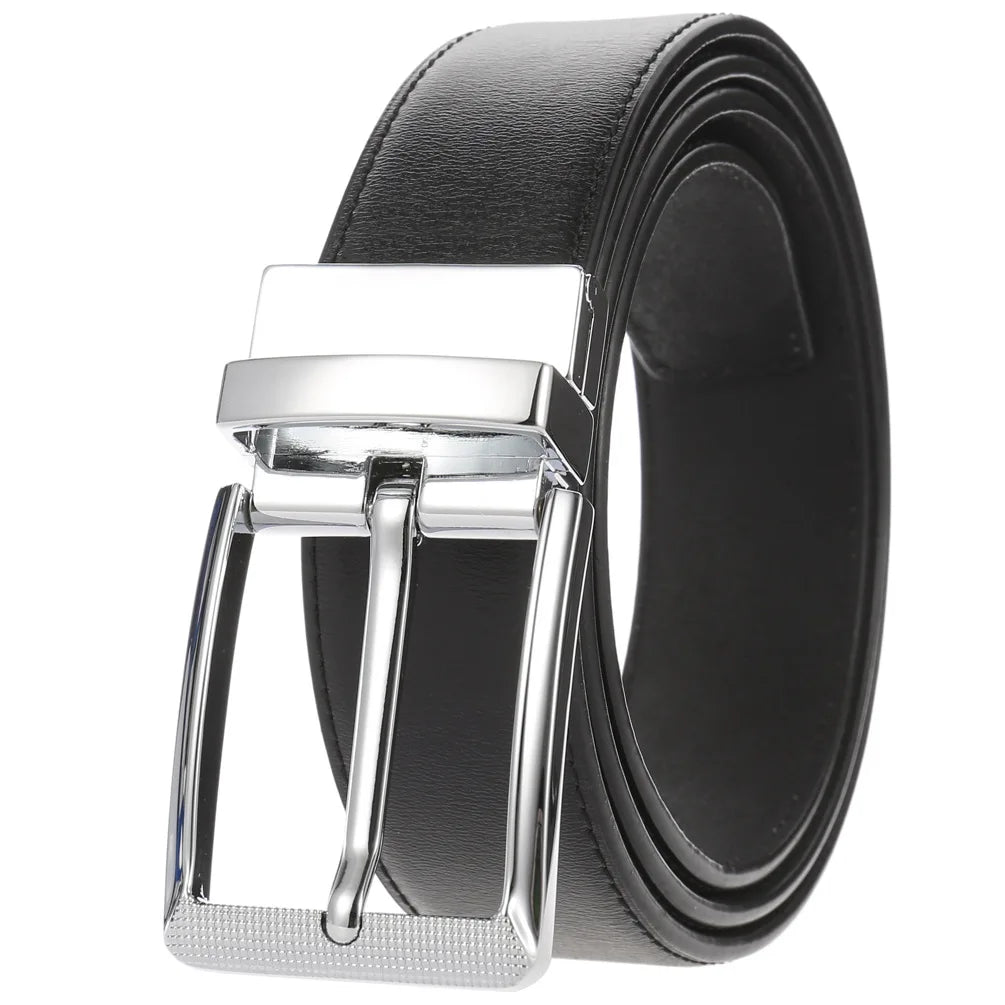 JMT-677770 ZK707-3 Zinc Alloy Pin Buckle Genuine Leather Men's Belt
