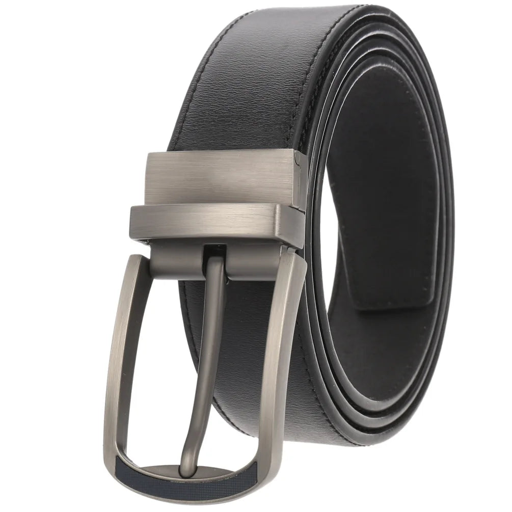 JMT-677770 ZK707-3 Zinc Alloy Pin Buckle Genuine Leather Men's Belt