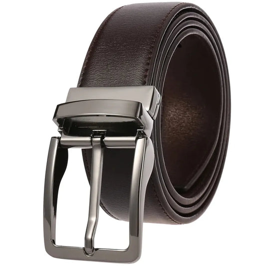 JMT-677770 ZK707-3 Zinc Alloy Pin Buckle Genuine Leather Men's Belt