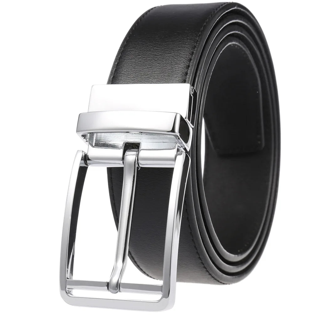 JMT-677770 ZK707-3 Zinc Alloy Pin Buckle Genuine Leather Men's Belt